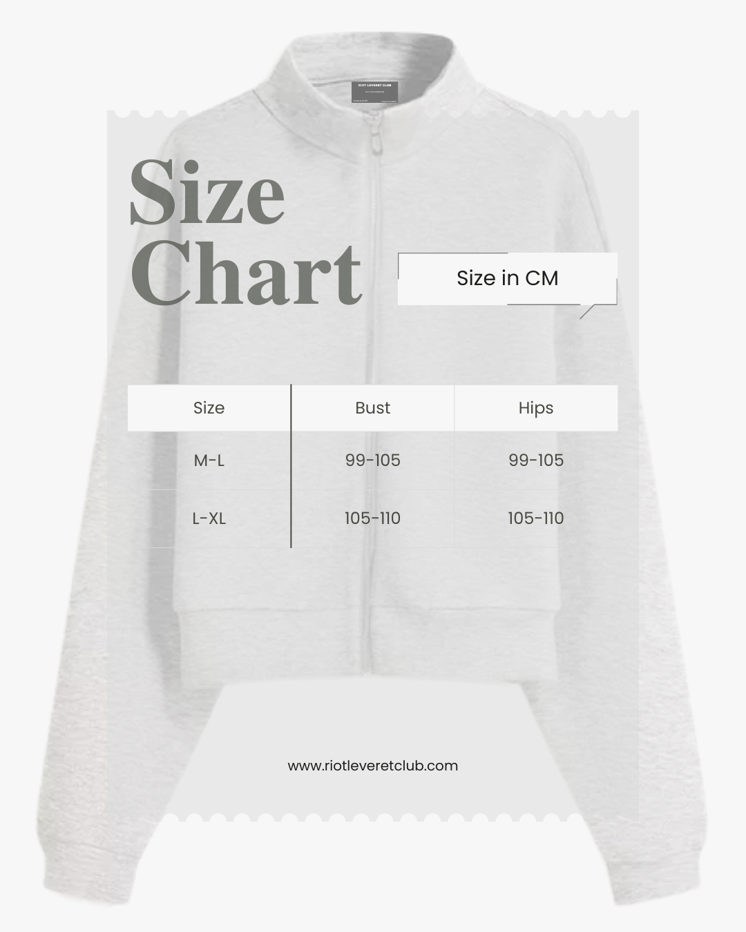 Riot Leveret Club Glitch Zip-Up Sweater in boxy cropped fit size chart,550 GSM heavyweight fleece