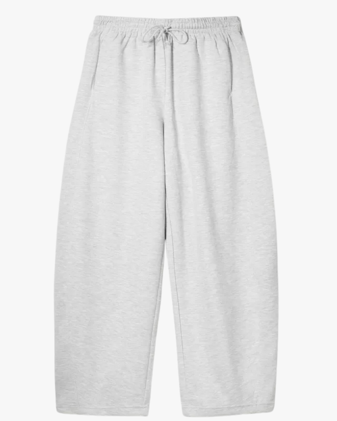 Riot Leveret Club Burrow Balloon Sweatpants in light gray. Features a rounded voluminous leg silhouette and a sharp ankle cinch in 500 GSM heavyweight French Terry.