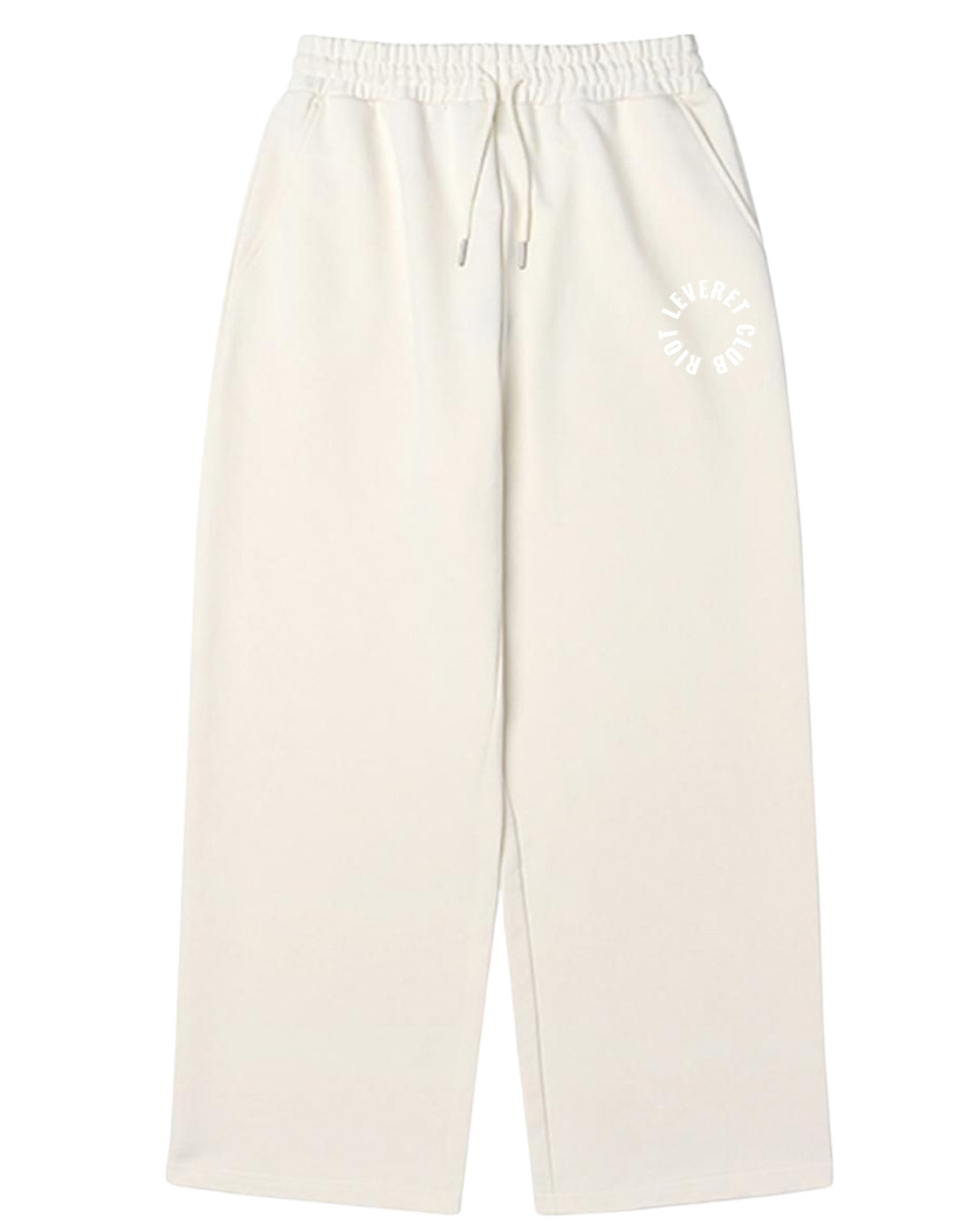 Riot Leveret Club sweatpants off-white with a white logo on a white background
