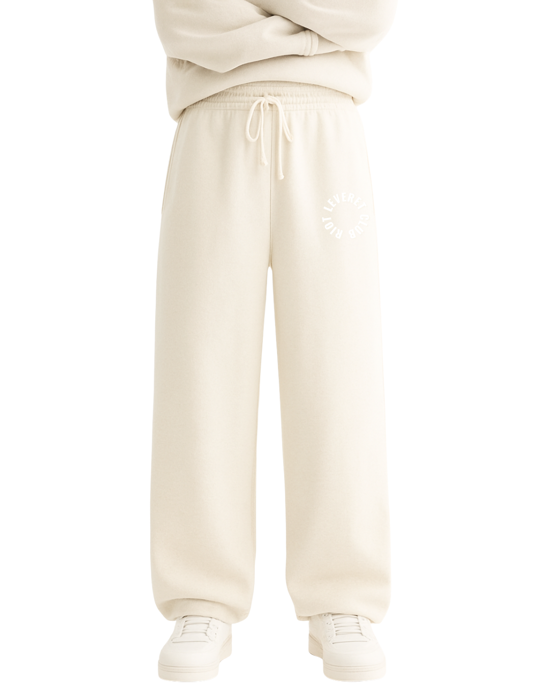 Riot Leveret Club sweatpants off-white with a white logo on a white background